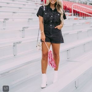 These three boutique denim romper